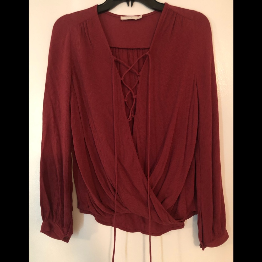 Lace front long sleeve shirt